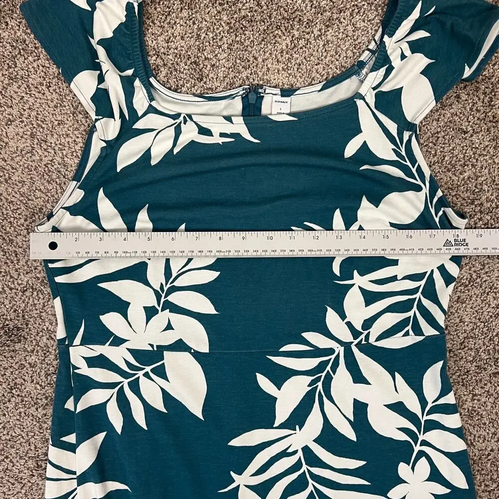 Old Navy Womens L Tropical Resortwear Vacation Euro Summer Ruffle Sheath Dress - Picture 9 of 10